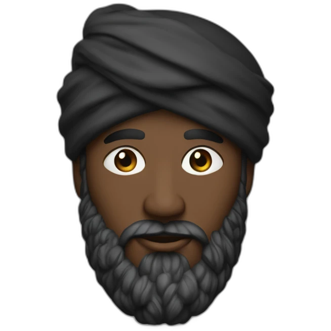 homme noir avec une très longue barbe noir un turban à carreaux blancs et une longue djellaba blanche emoji