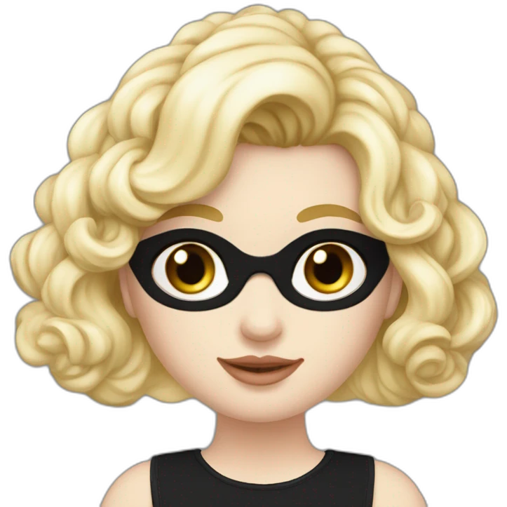 Meisje blond haar staand creme truitje zwart rokje met creme bloemetjes en een zwarte panty met zwarte sokken emoji