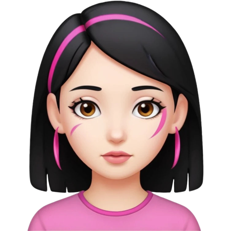 girl with black hair and pink streak by ear emoji