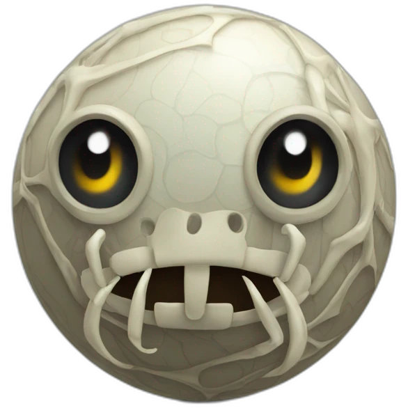 3d sphere with a cartoon spider water Skeleton Horse skin texture with wistful eyes emoji