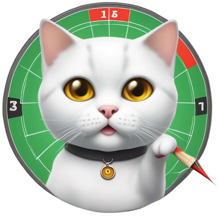 White British cat play darts emoji