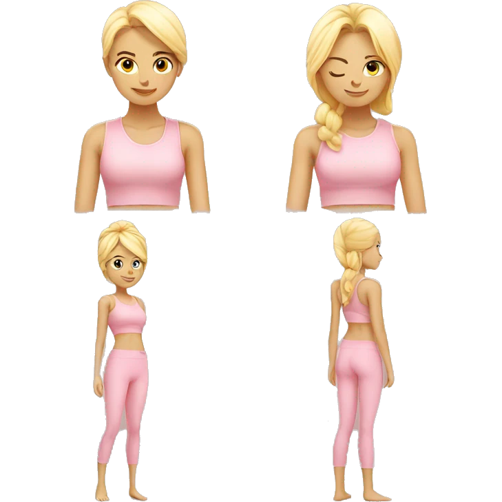 blonde yoga girl light pink clothes n emoji