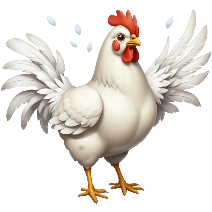 Chicken flying in the wind during a snowstorm emoji