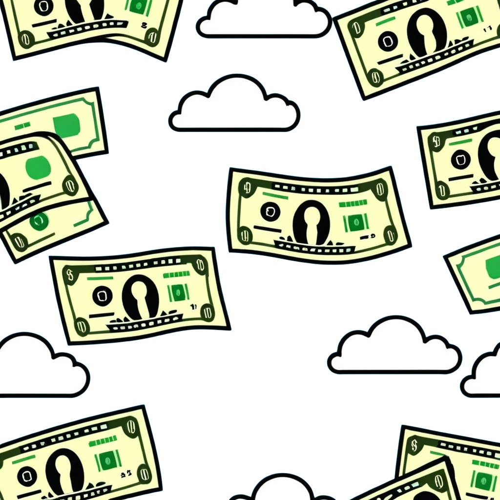 money rain, dollar bills falling from clouds emoji