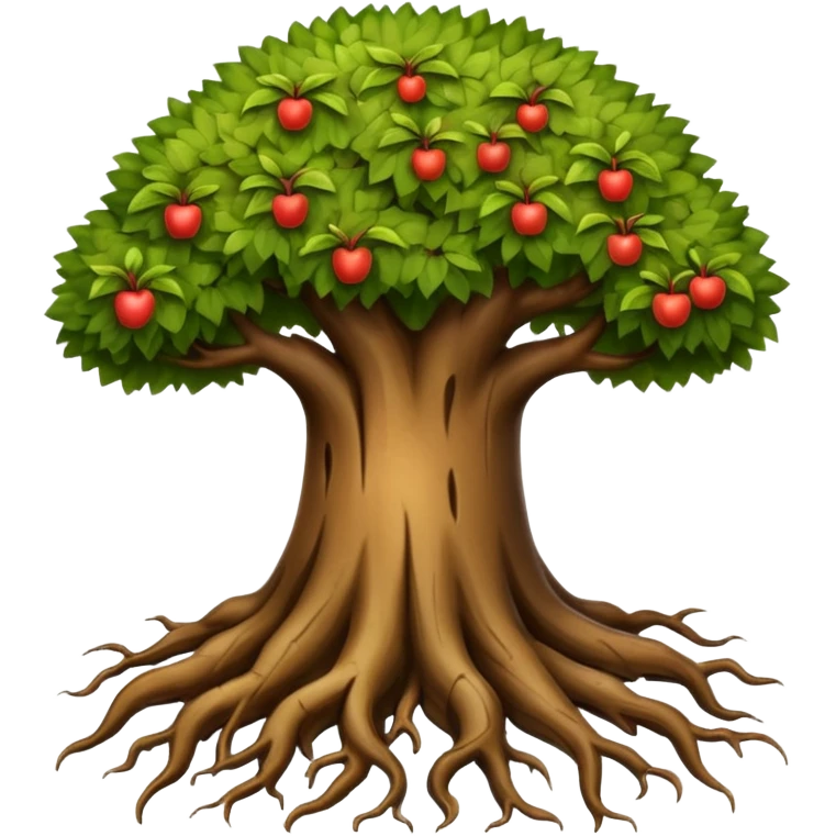 tree roots, thick lines, minimal detail, apple style emoji, no text emoji