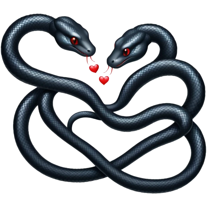 Two black sparkling snakes making a heart emoji
