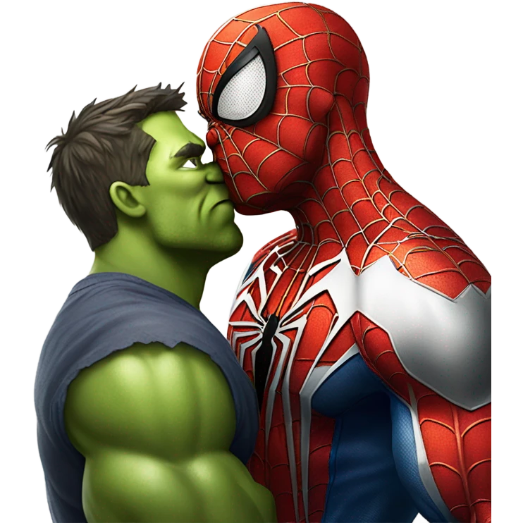 Spiderman kiss hulk emoji