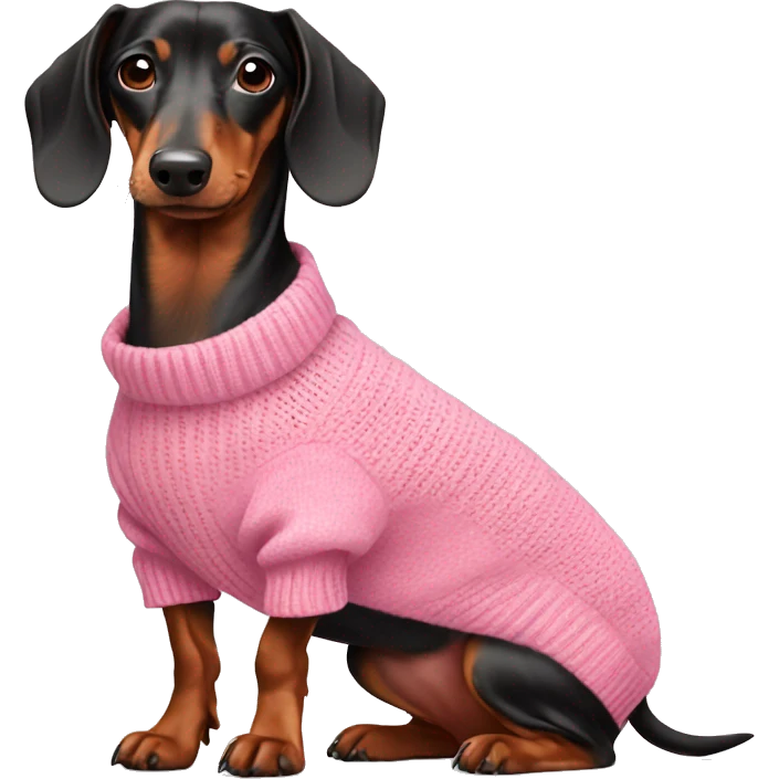 cute dachshund wearing pink sweater  emoji