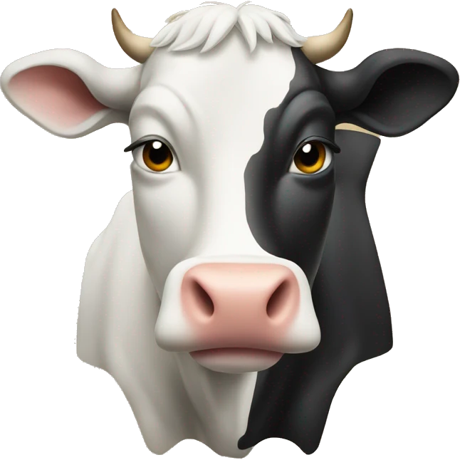 Half Cow face and other half bull face emoji