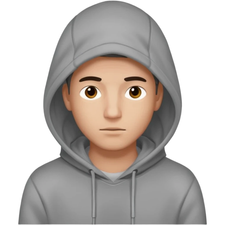 a guy wears a hoodie, his face is a mysterious, he looks pretty and handsome, but very distant  emoji