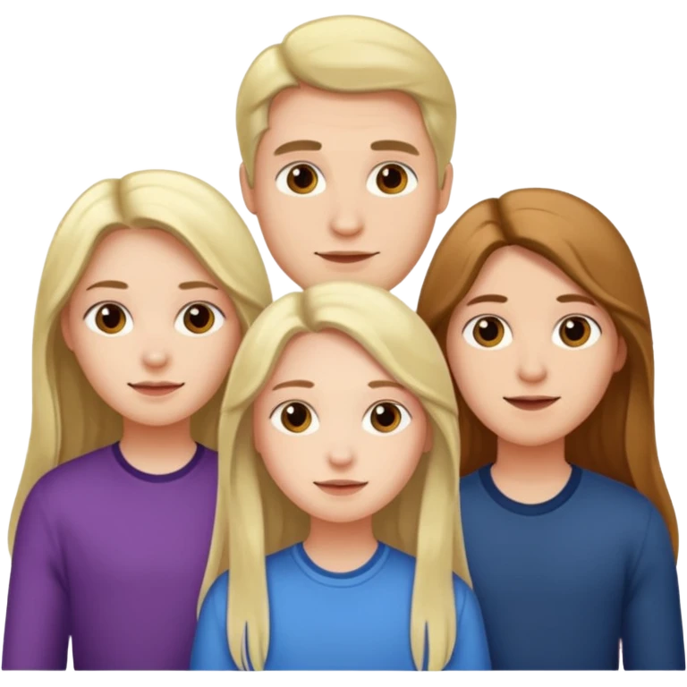 three friends, a man and two girls with long hair emoji