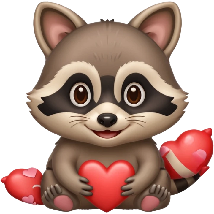 Raccoon saying good morning with hearts emoji