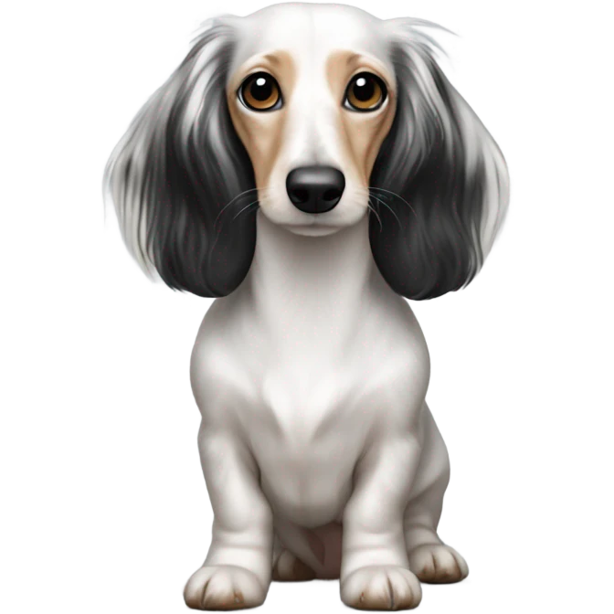 Long-haired white with black dachshund  emoji