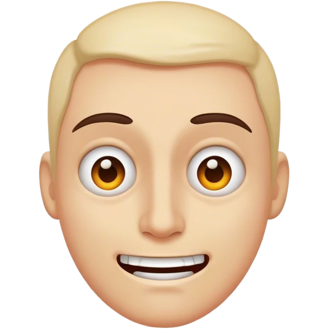 Tight, awkward grin with dead eyes, trying to act normal in chaos. emoji
