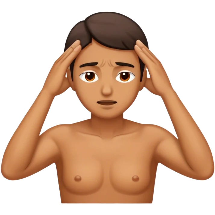 Stressed person rubbing temples emoji
