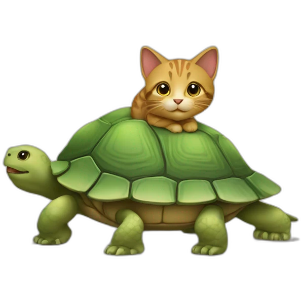 Un chat sur une tortue emoji