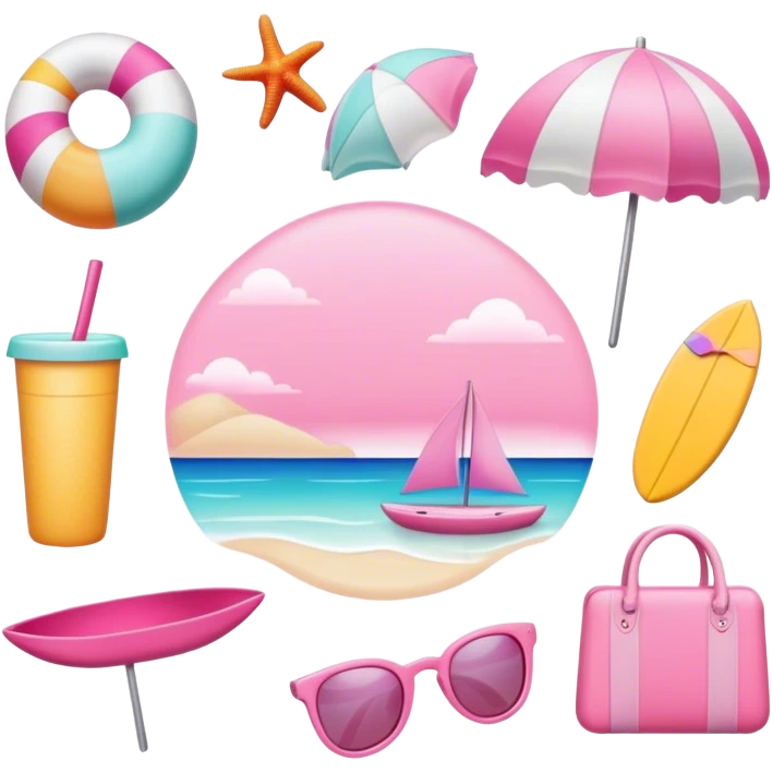 Pink,items,beached themed emoji