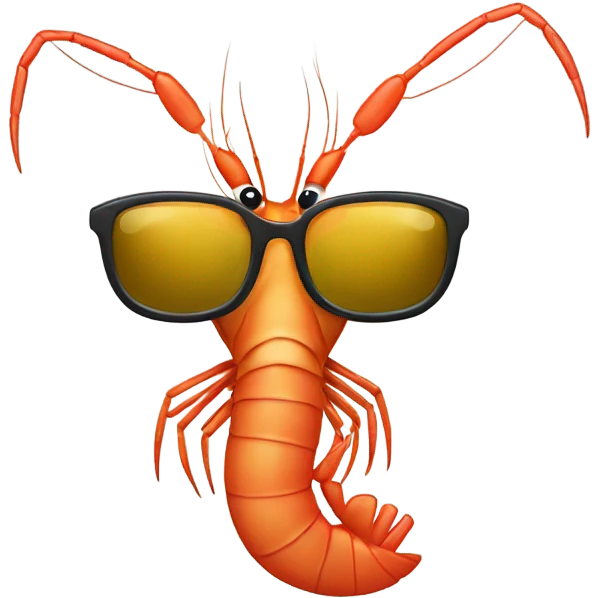 Prawn with glasses emoji