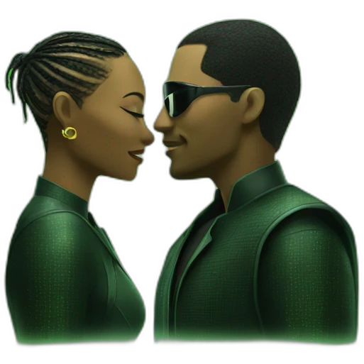 couple looking each other in matrix backgroud emoji