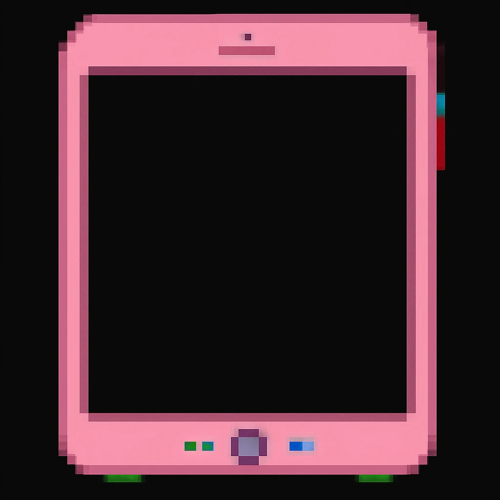 Change the iPad color to pink, keep the style and background as is. The style of the original image should be preserved. emoji