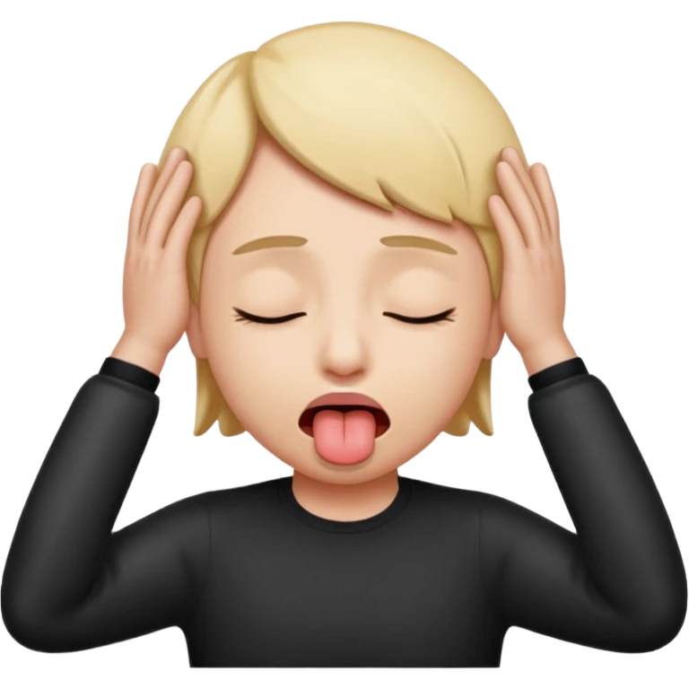 sticking out tongue with shut eyes and hands on the side of the head emoji