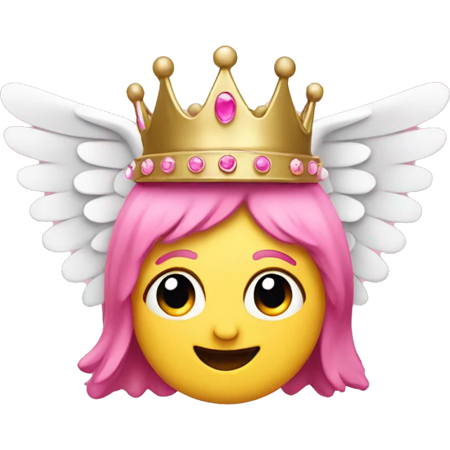 pink crown with angel wings emoji