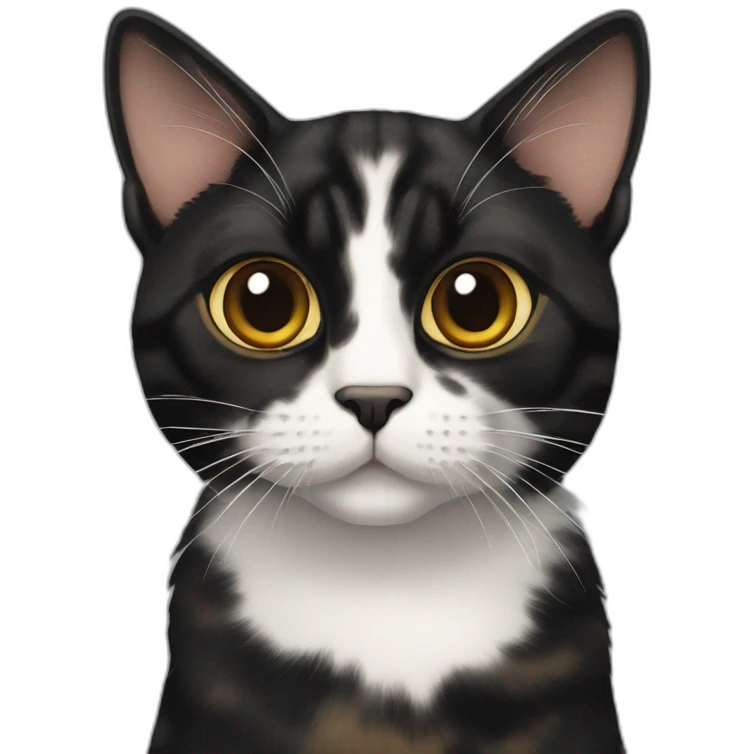 Tortie cat with black cat emoji