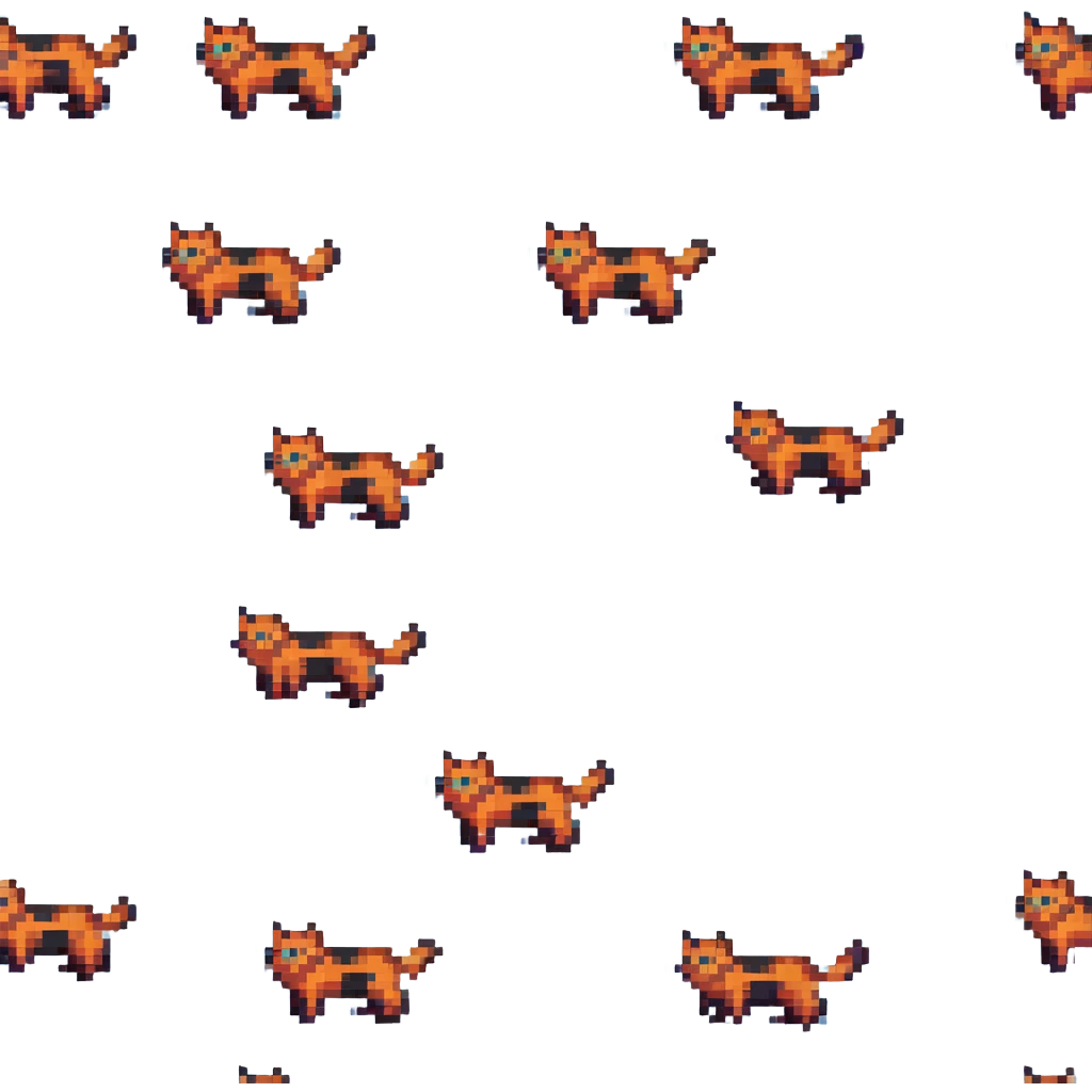 orange cat with black stripes on its body, pixel art style emoji