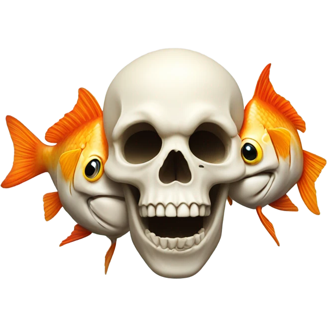 Skull making fish kiss emoji