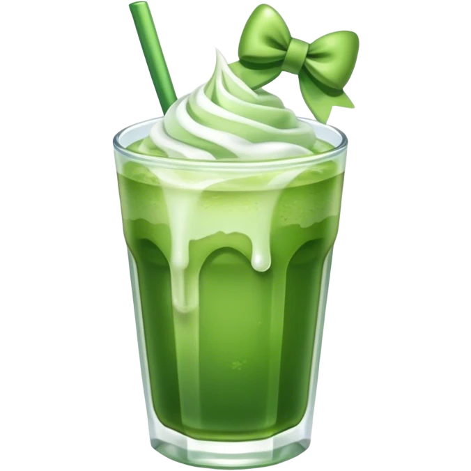 Iced matcha with a bow emoji