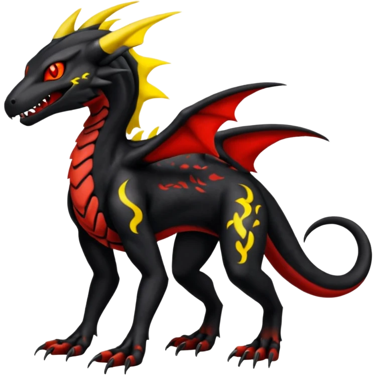 Badass edgy scaly Salandit-Darkrai-Houndoom-Litten-Zygarde-fusion-hybrid-animal-creature, full body emoji