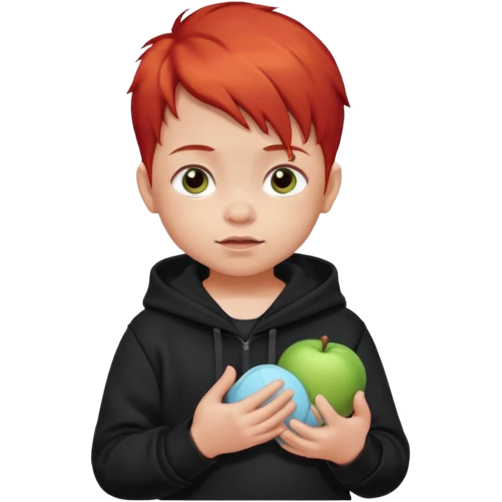 baby with red hair and black hoodie emoji