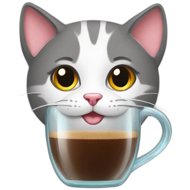 A Tamil cat drinking filter coffee emoji