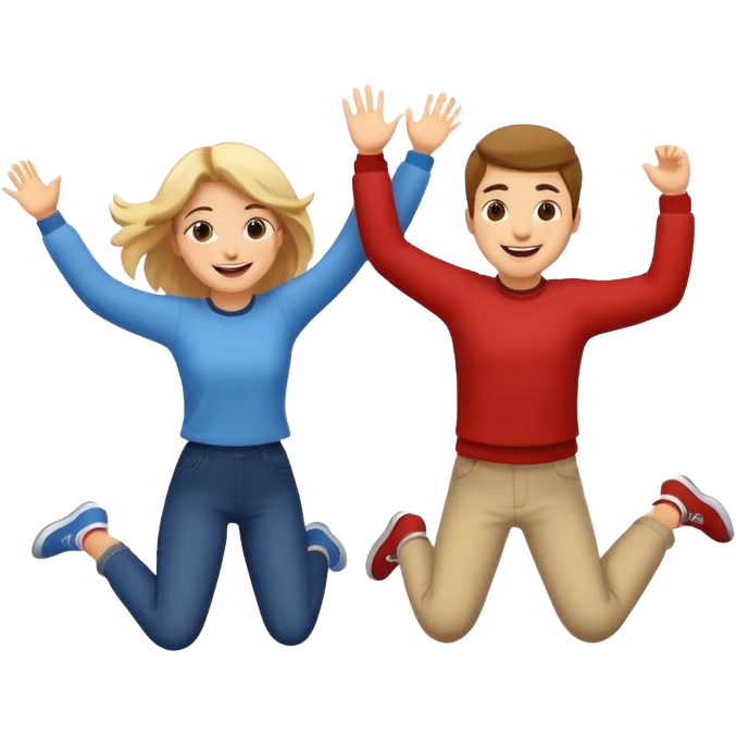 girl and guy jumping together  emoji