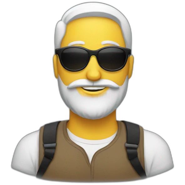 Round Emoji with Black sunglasses and beard emoji