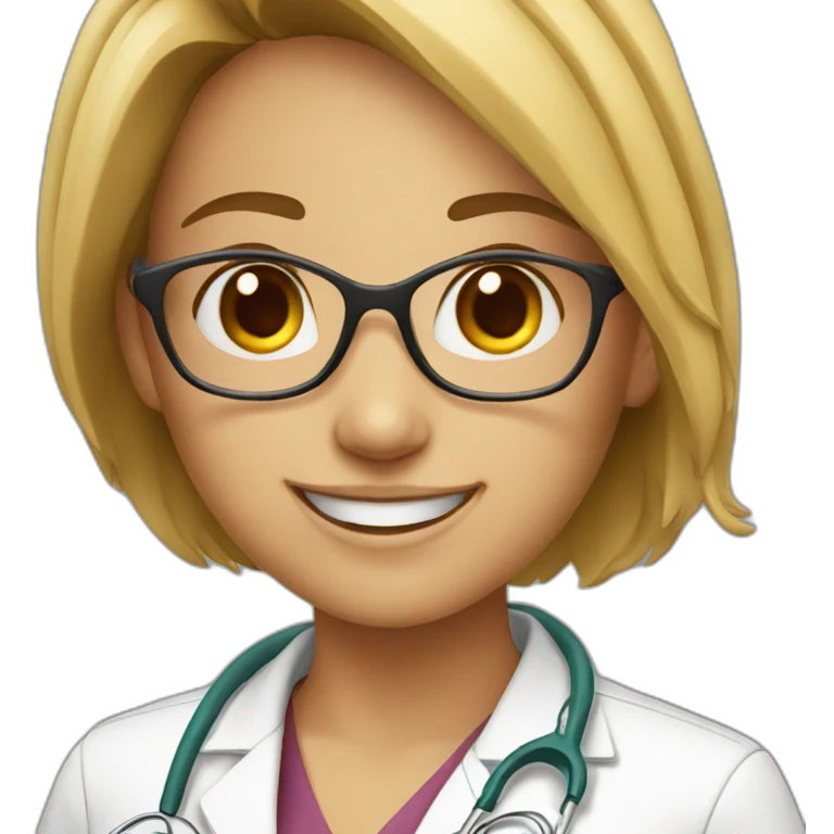 young female doctor smiling emoji