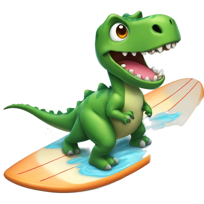 Dinosaur on a surfboard emoji