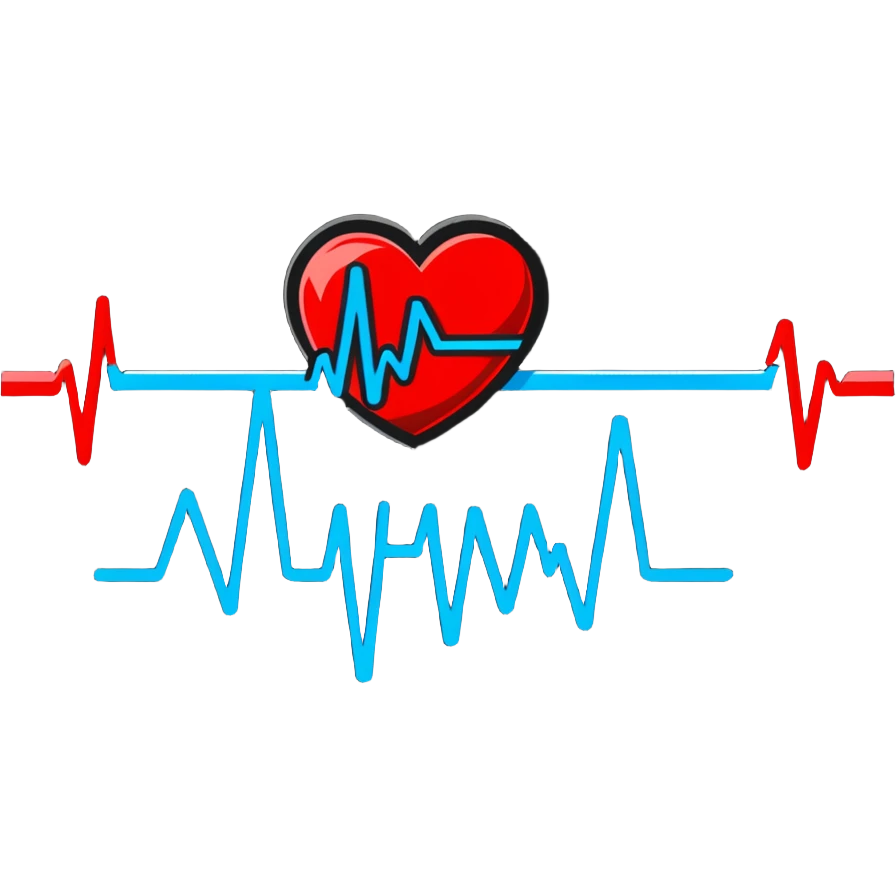 heart with blue and red heartbeat ECG line emoji