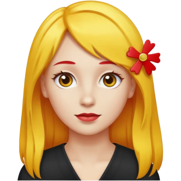 kırmızı toka takan kadın, sarı saçlı emoji
