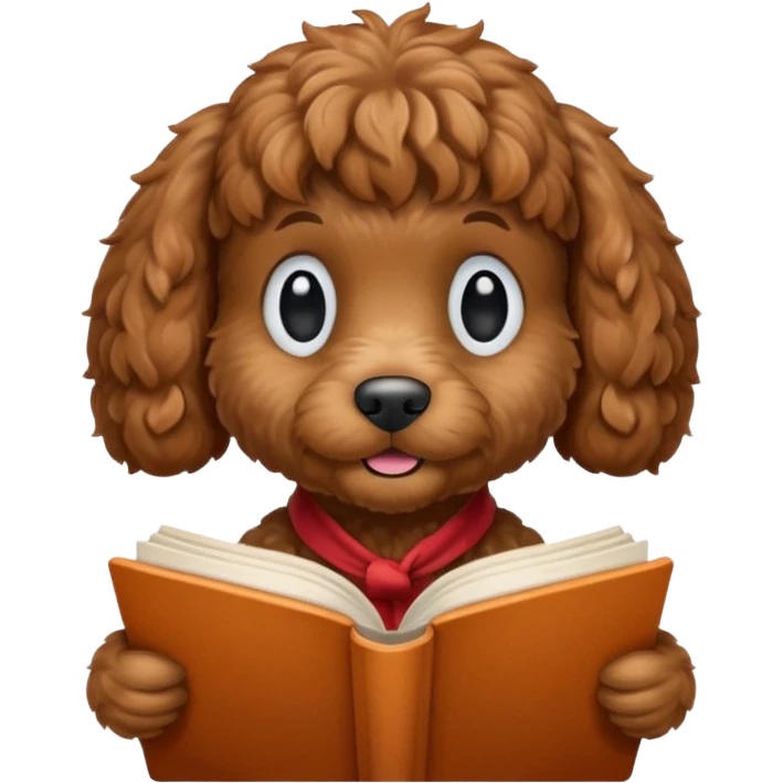 Cozy autumn brown cockapoo and book emoji