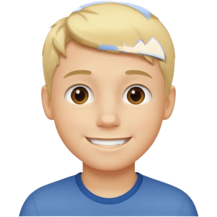 boy with short blonde hair, smiling emoji