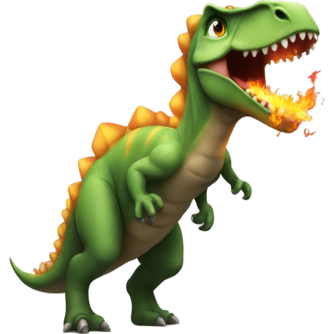 Dinossaur spitting flames emoji