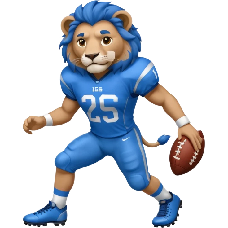 full blue color lion, wearing blue american football jersey emoji