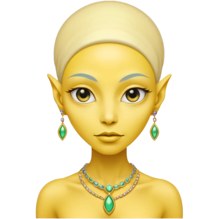  lady alien with yellow skin, Half body. emoji