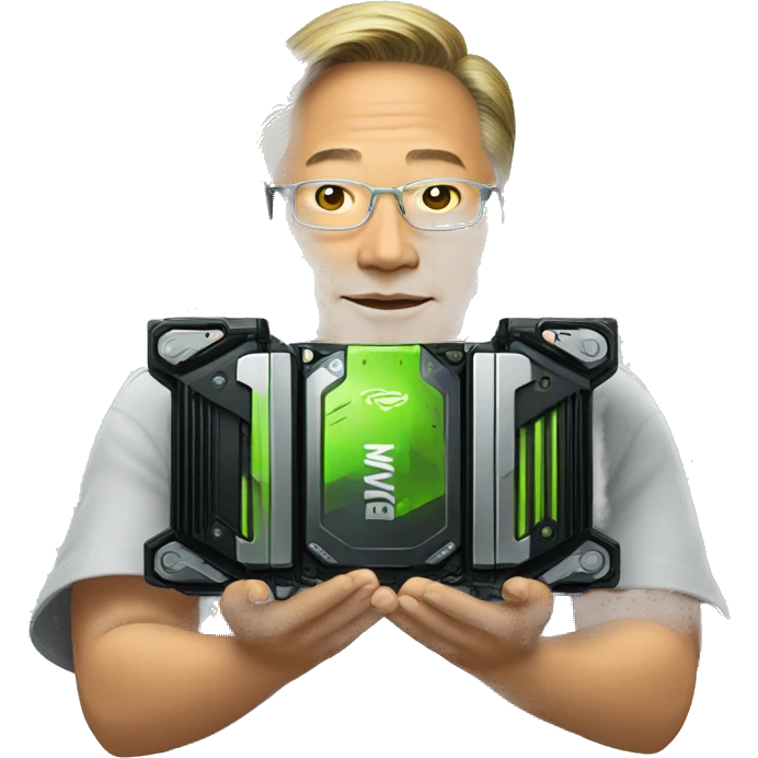 jensen huang holding nvidia gpu with both hands emoji