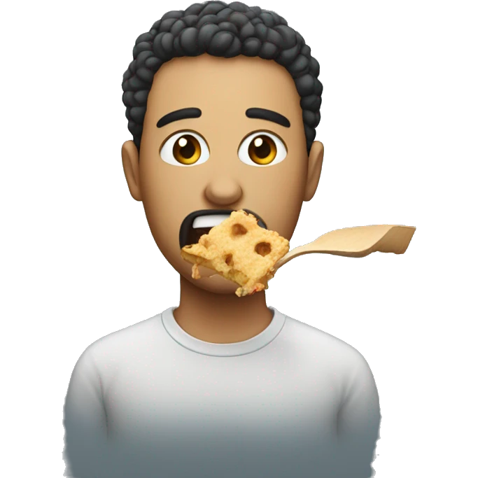 Person eating with crumbs on their face emoji