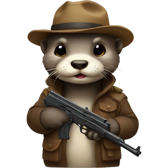 a cute otter with a gun emoji