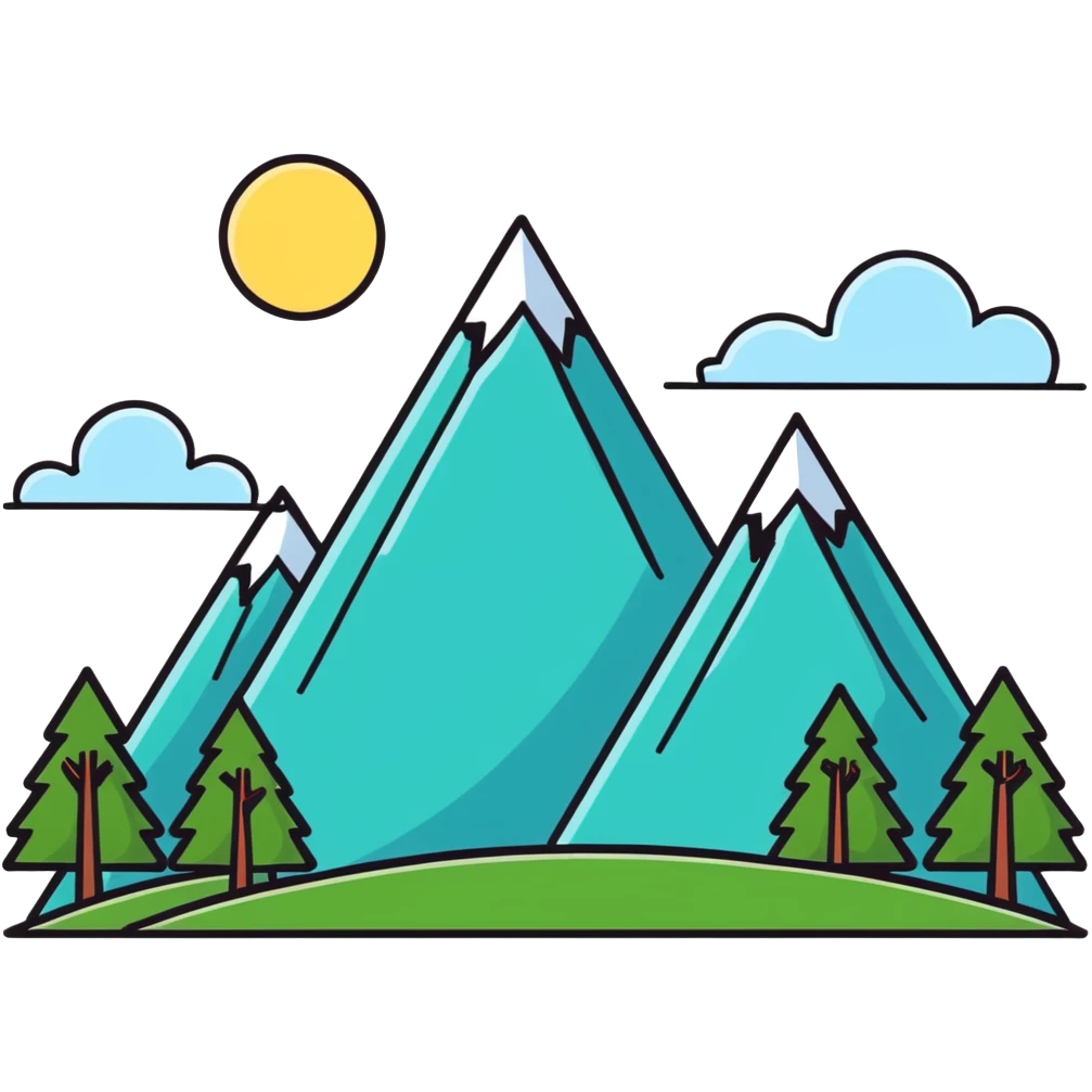 mountain, cartoonish sticker style emoji