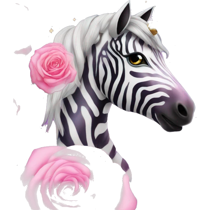 Zebra sparkling nebula unicorn Pegasus collage roses emoji