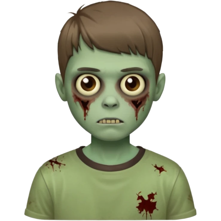 Garoto zumbi com camisa alternativa cabelo castanho quase tijelinha mas não tijelinha emoji